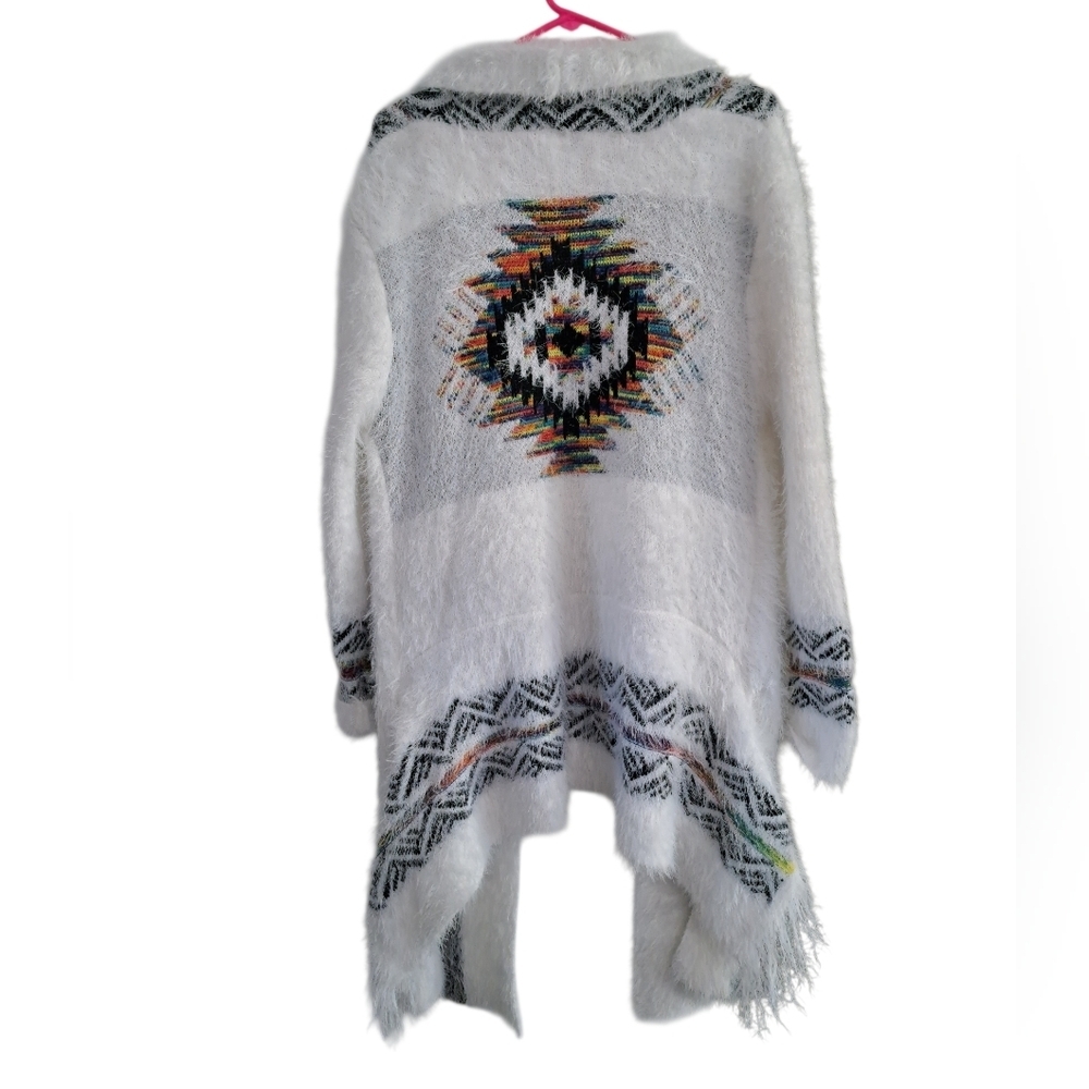 Northern Angel Rainbow Fuzzy Tribal Cardigan With Aztec Pattern - Picture 10 of 14